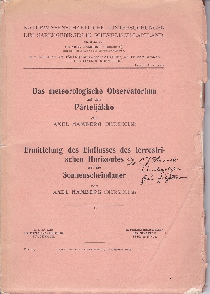 Das meteorologische Observatorium auf dem Partetjakko.