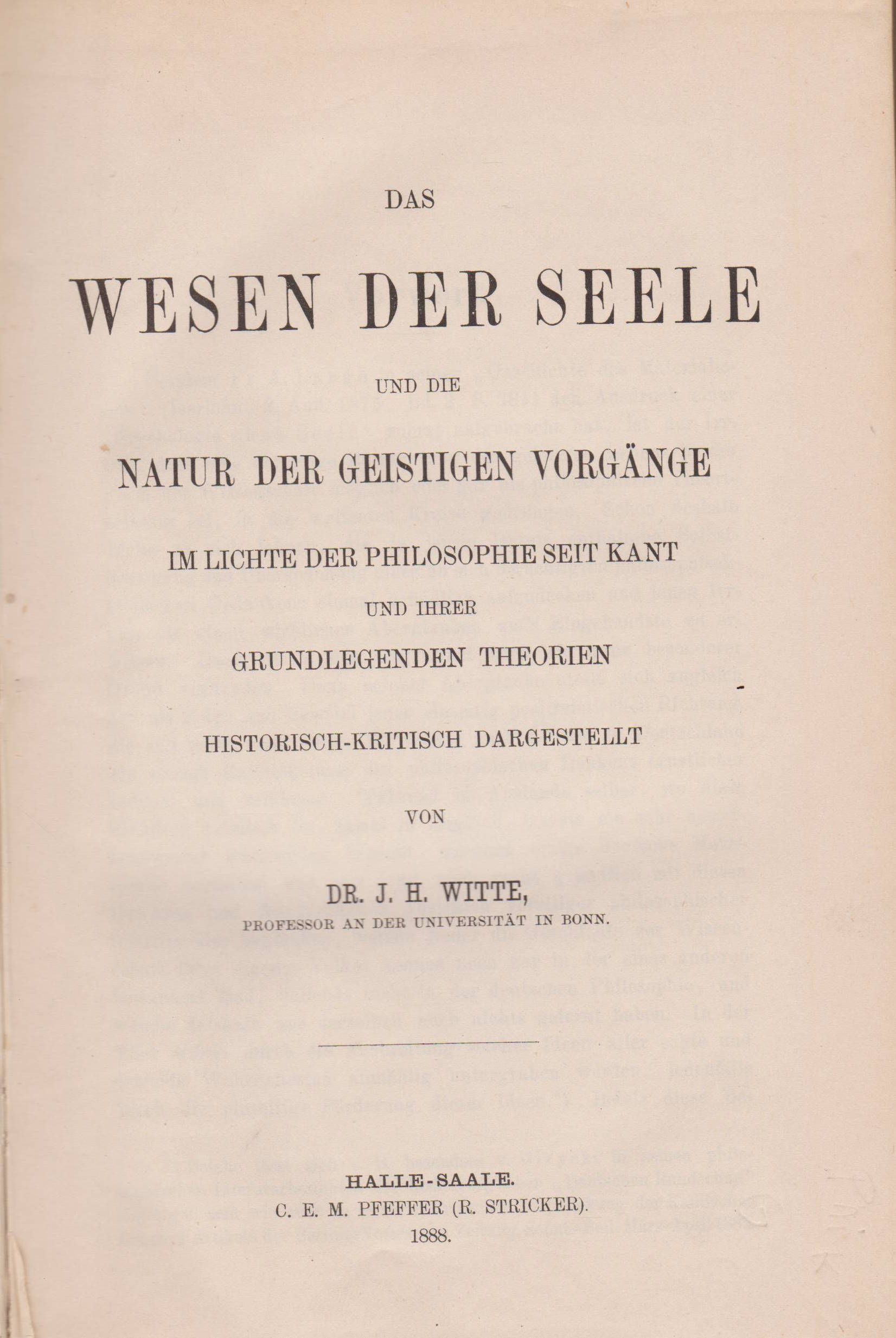 Das Wesen der Seele und die Natur der geistigen Vorgänge