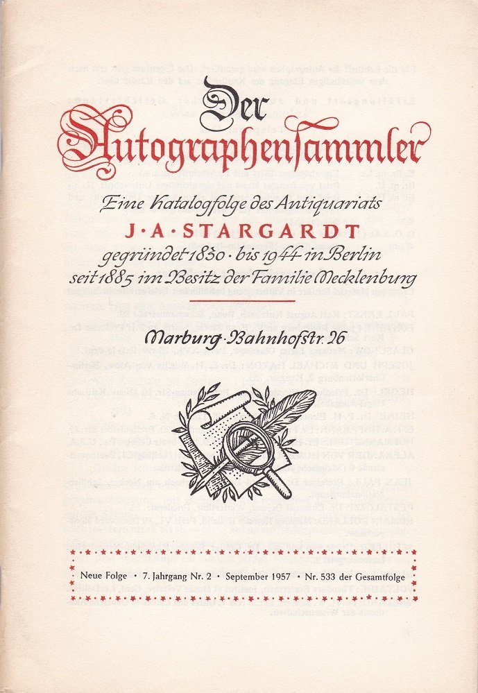 Der Autographensammler. Nr. 533, September 1957.