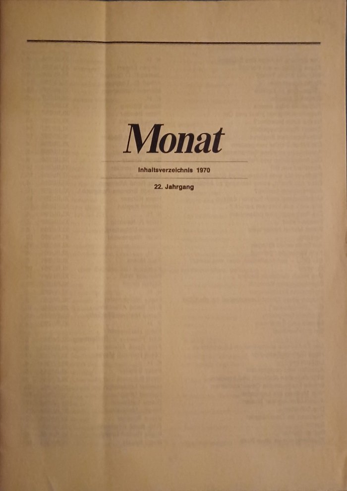 Der Monat. Eine internationale Zeitschrift für Politik und geistiges Leben.