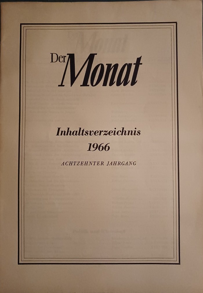 Der Monat. Eine internationale Zeitschrift für Politik und geistiges Leben.