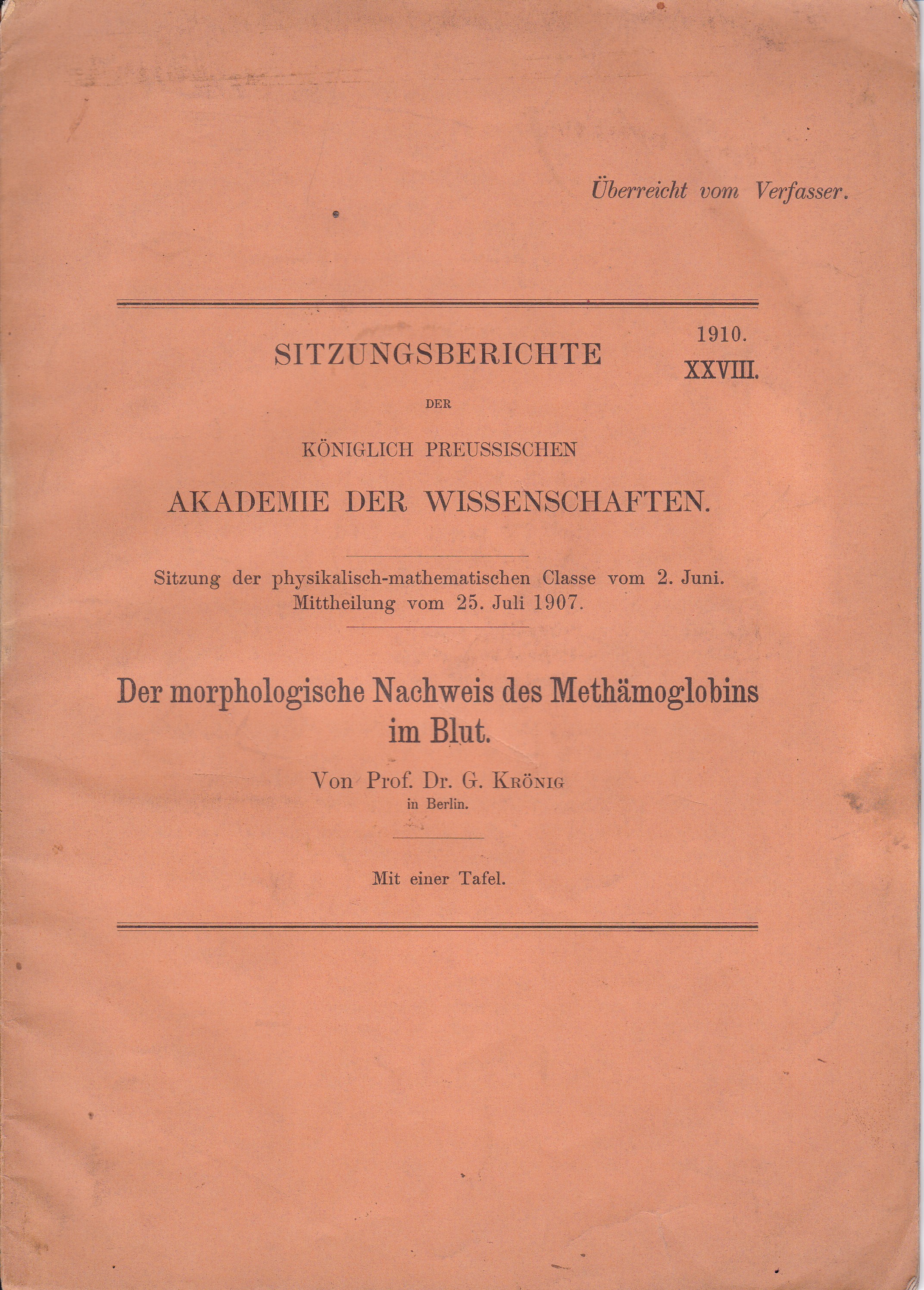 Der morphologische Nachweis des Methämoglobins im Blut.