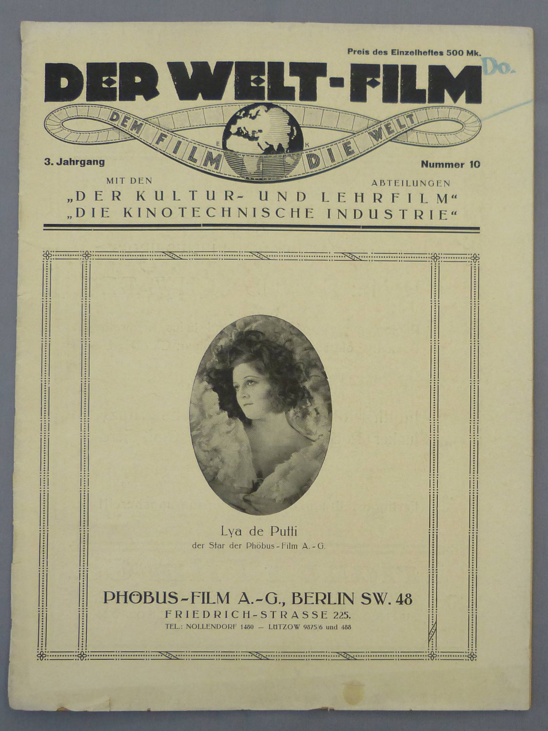 Der Welt-Film. Jahrgang III, Nr.10, Mitte Juli 1923.