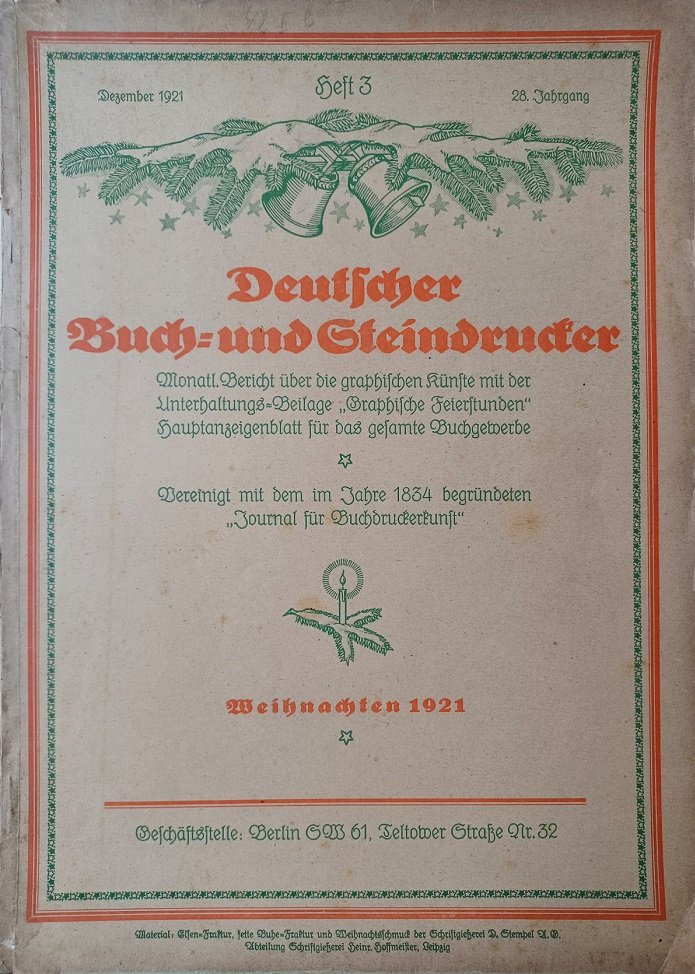Deutscher Buch- und Steindrucker. Heft 3, Dezember 1921, 28. Jahrgang.