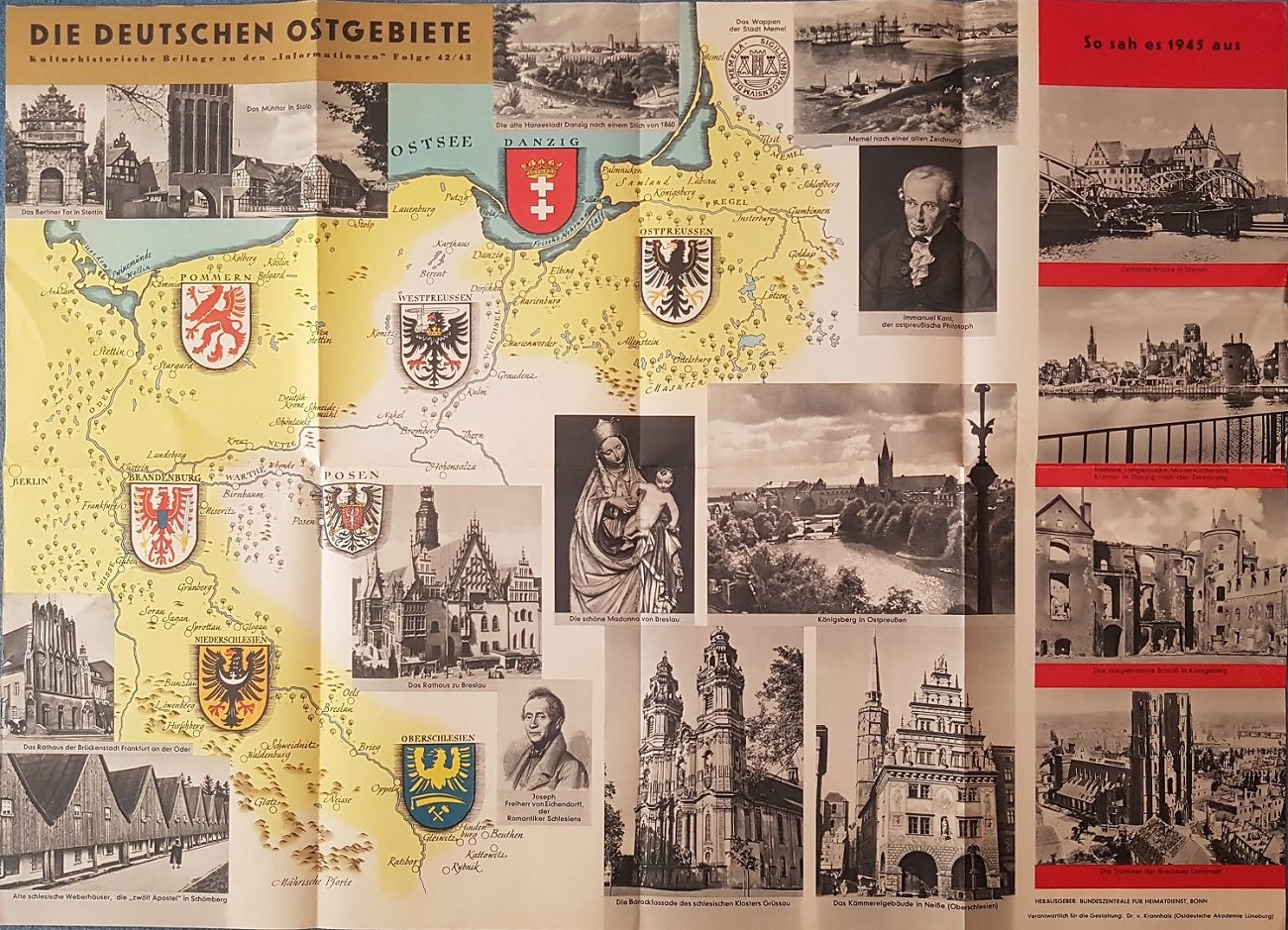 Die Deutschen Ostgebiete. Kulturhistorische Beilage zu den "Informationen" Folge 42/43.
