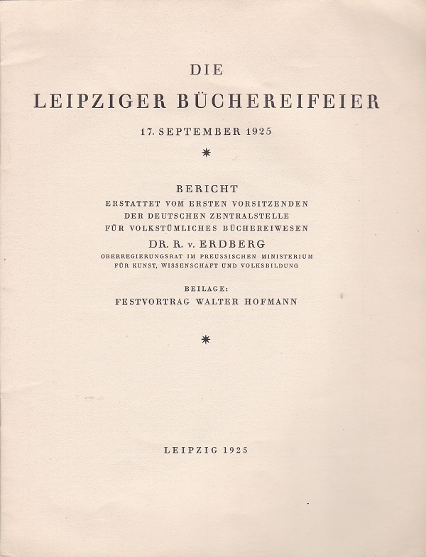Die Leipziger Büchereifeier 17. September 1925.