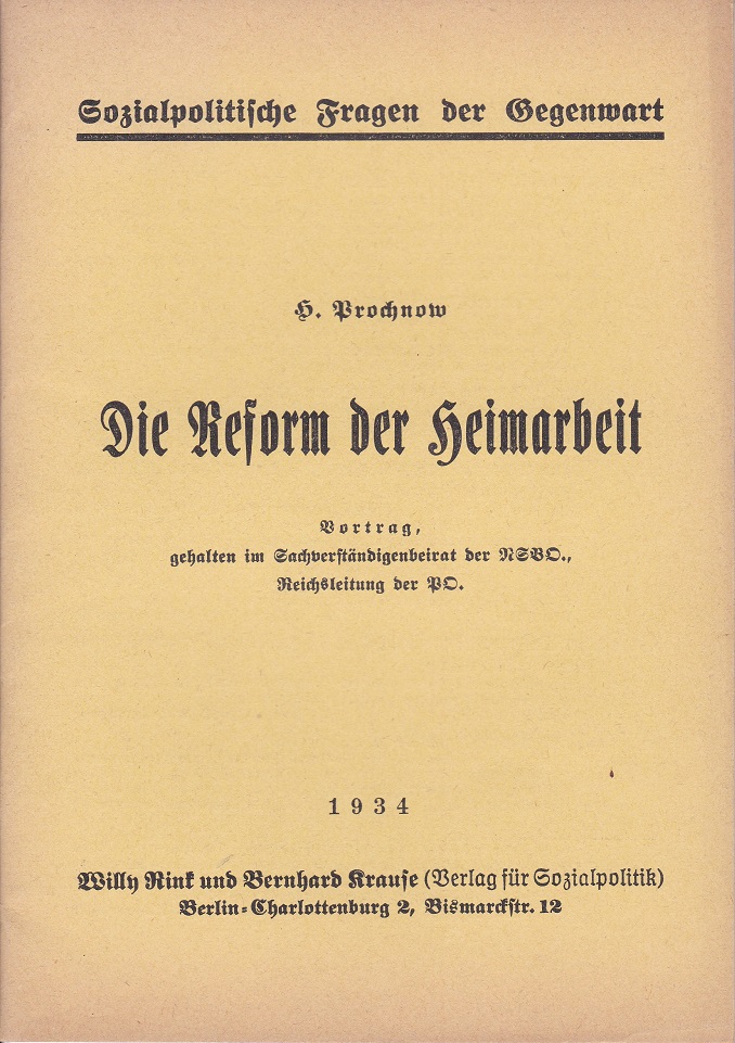 Die Reform der Heimarbeit.