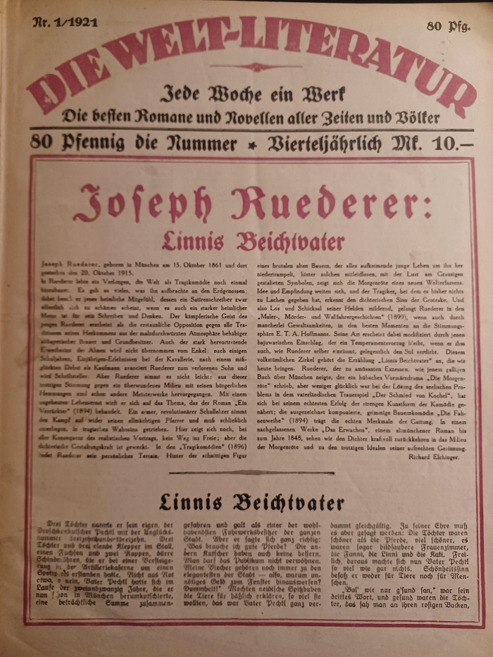 Die Welt- Literatur. Jede Woche ein Werk. Ab Nr.14: Halbmonatlich …
