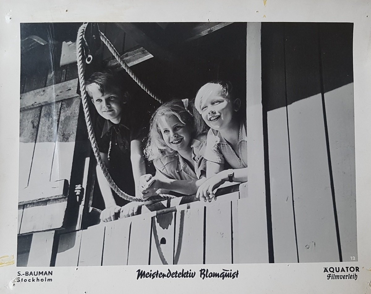 Drei Photographien aus dem Film: Meisterdetektiv Kalle Blomquist (1947).
