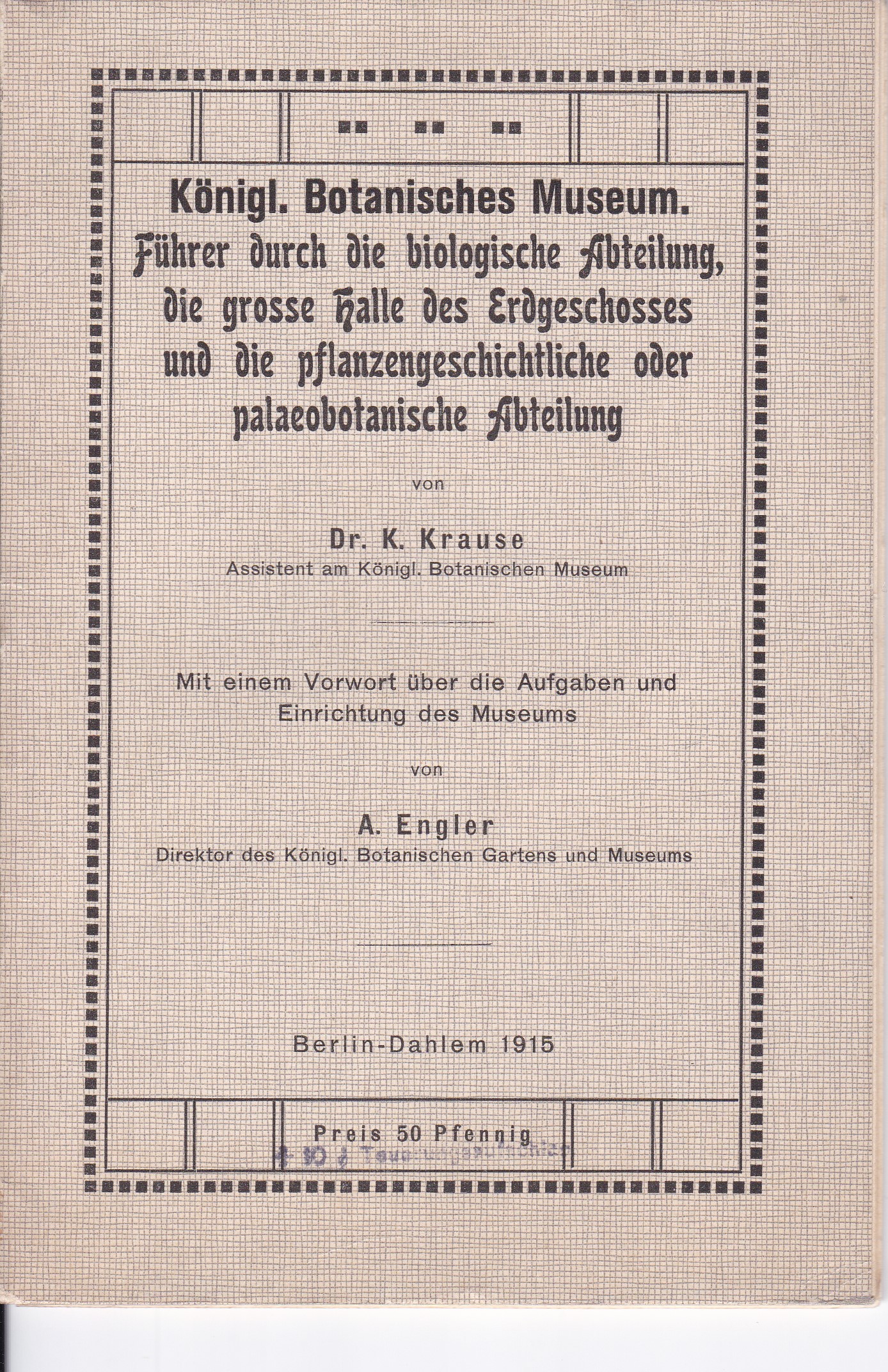 Führer durch die biologische Abteilung, die große Halle des Erdgeschosses …