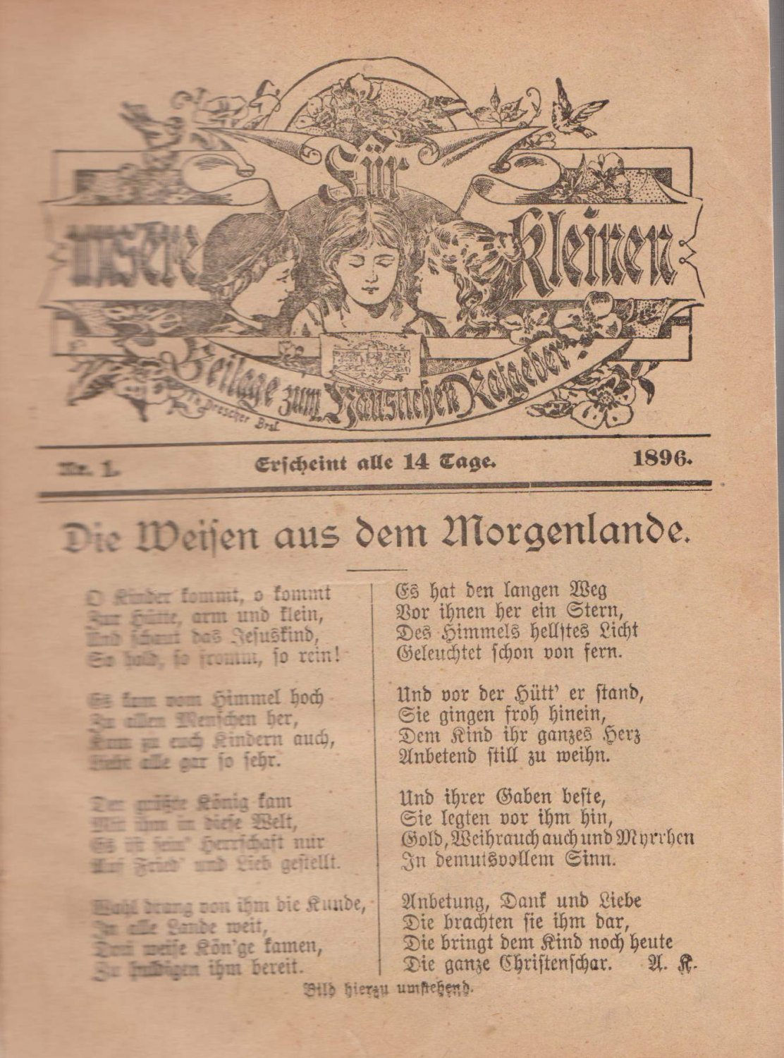 Für unsere Kleinen. Beilage zum Häuslichen Ratgeber. Erscheint alle 14 …