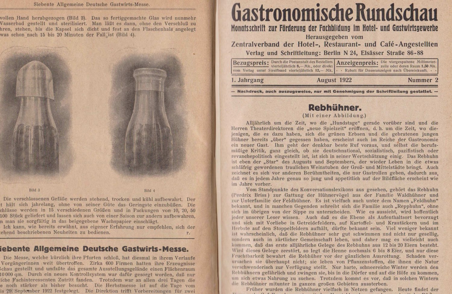 Gastronomische Rundschau. 1.-4. Jahrgang, 1922-1925. (42 Hefte complett).