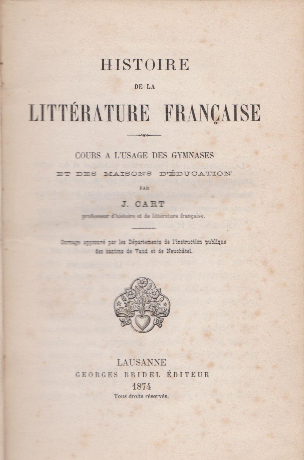 Histoire de la Littérature Francaise.