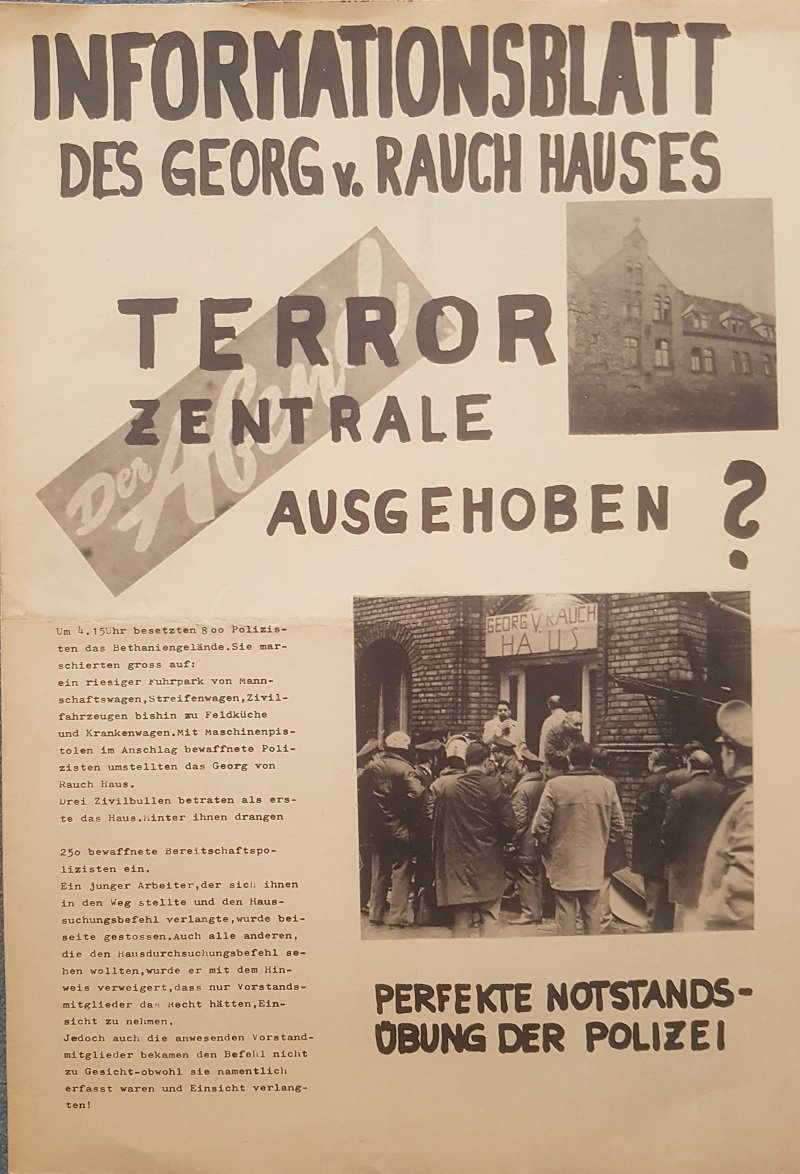Informationsblatt des Georg v. Rauch Hauses. Terrorzentrale ausgehoben? Perfekte Notstandsübung …