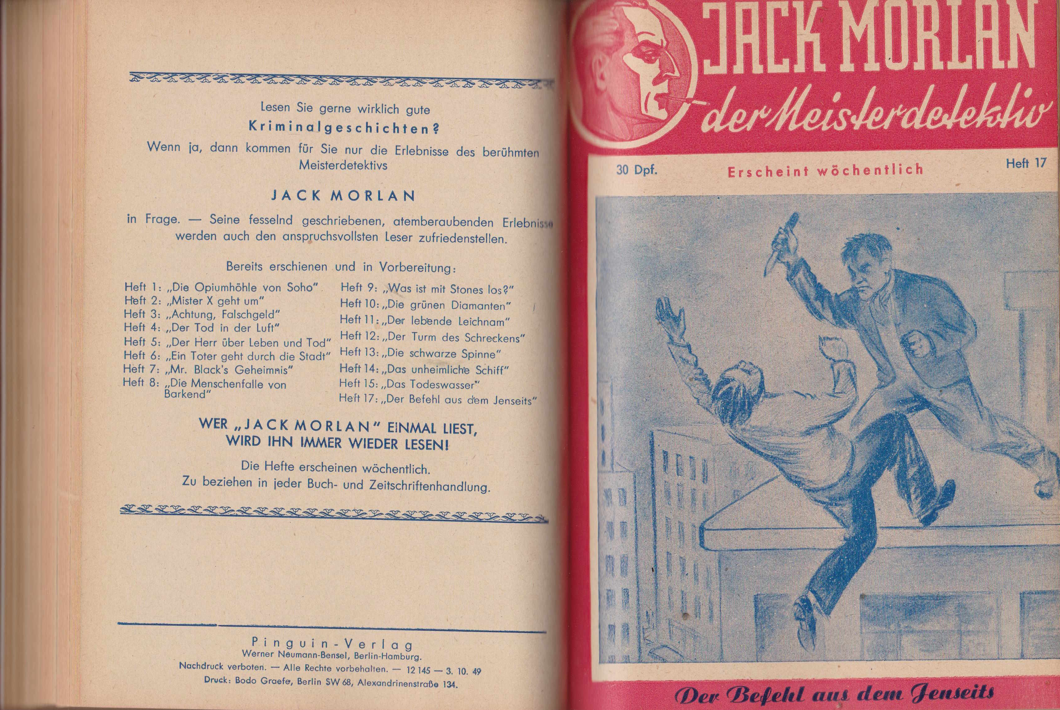 Jack Morlan, der Meisterdetektiv. Heft 11 - 20 (in 1 …