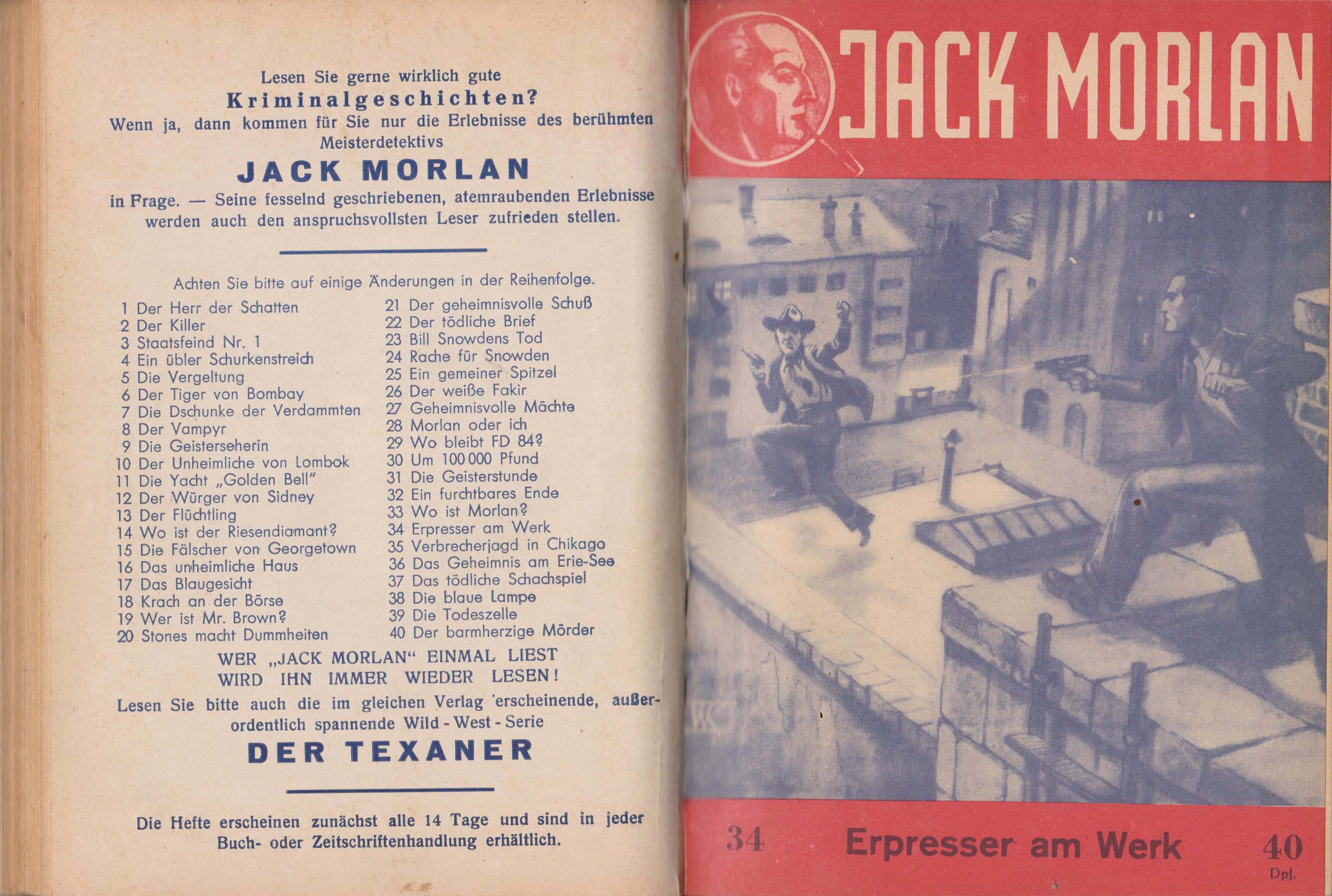 Jack Morlan, der Meisterdetektiv. Heft 31 - 40 (in 1 …