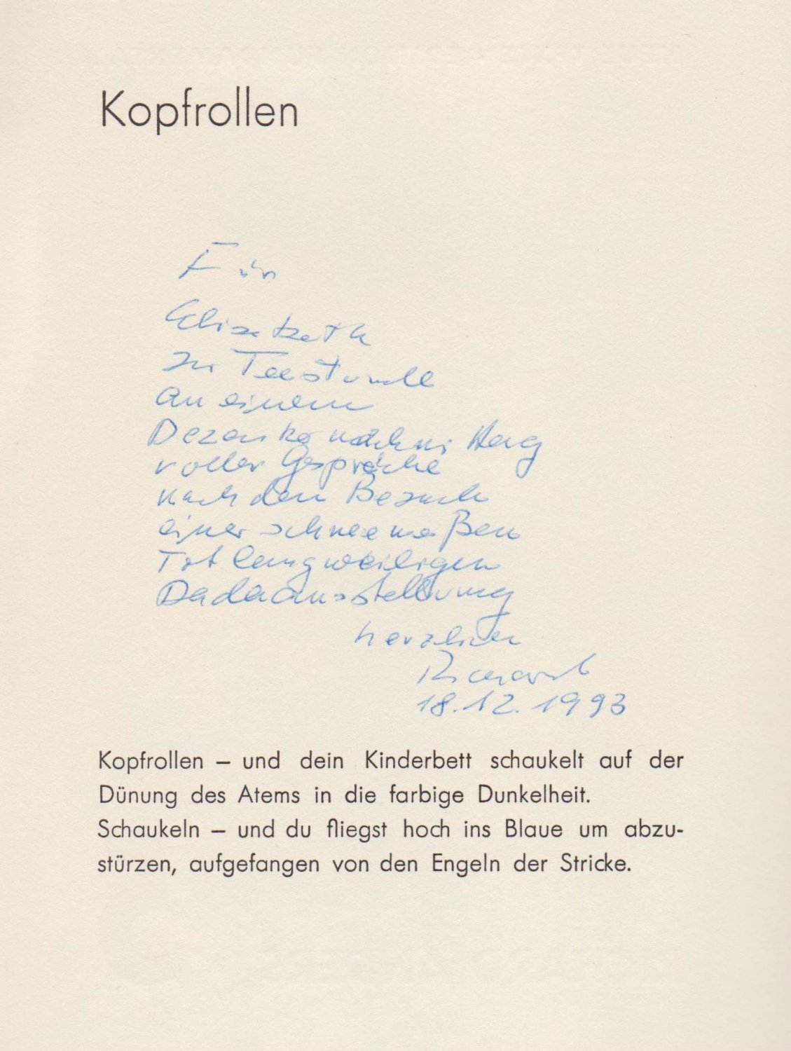 Kopfrollen.(Autorenwidmung!).