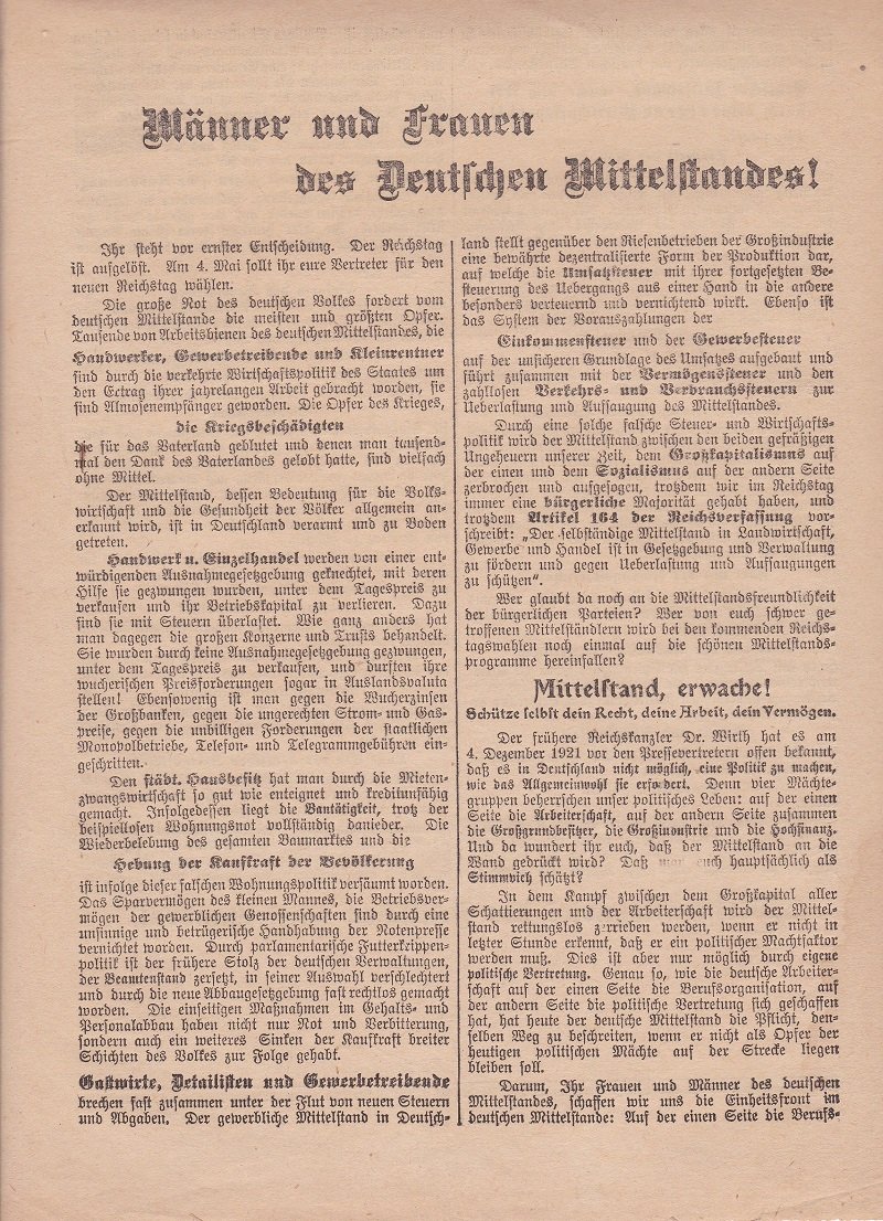 Männer und Frauen des deutschen Mittelstandes!