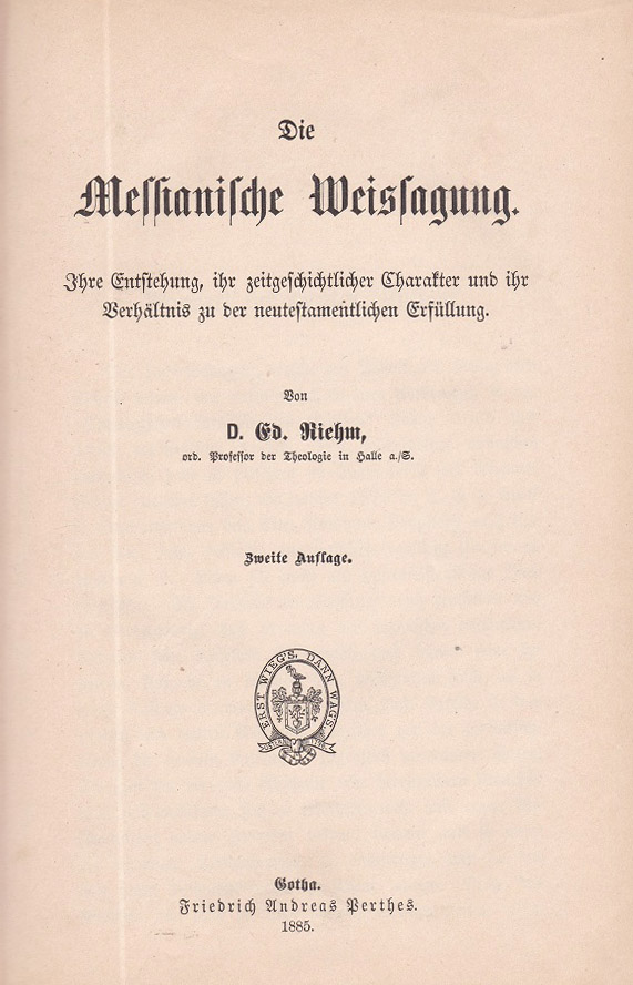 Messianische Weissagung. (Originalausgabe!)