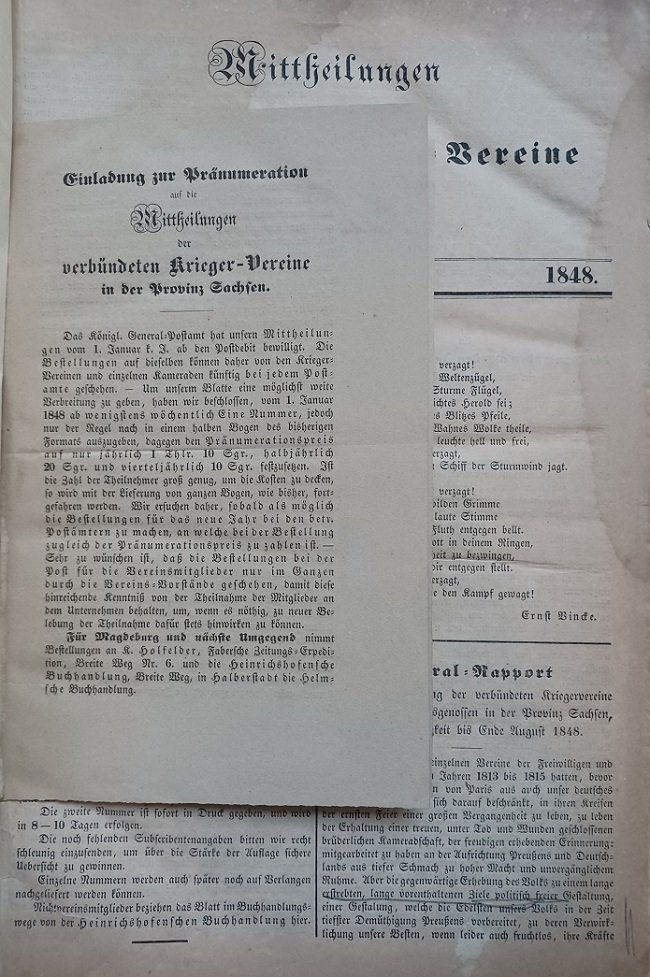 Mittheilungen der verbündeten Krieger-Vereine in der Provinz Sachsen. No. 1; …
