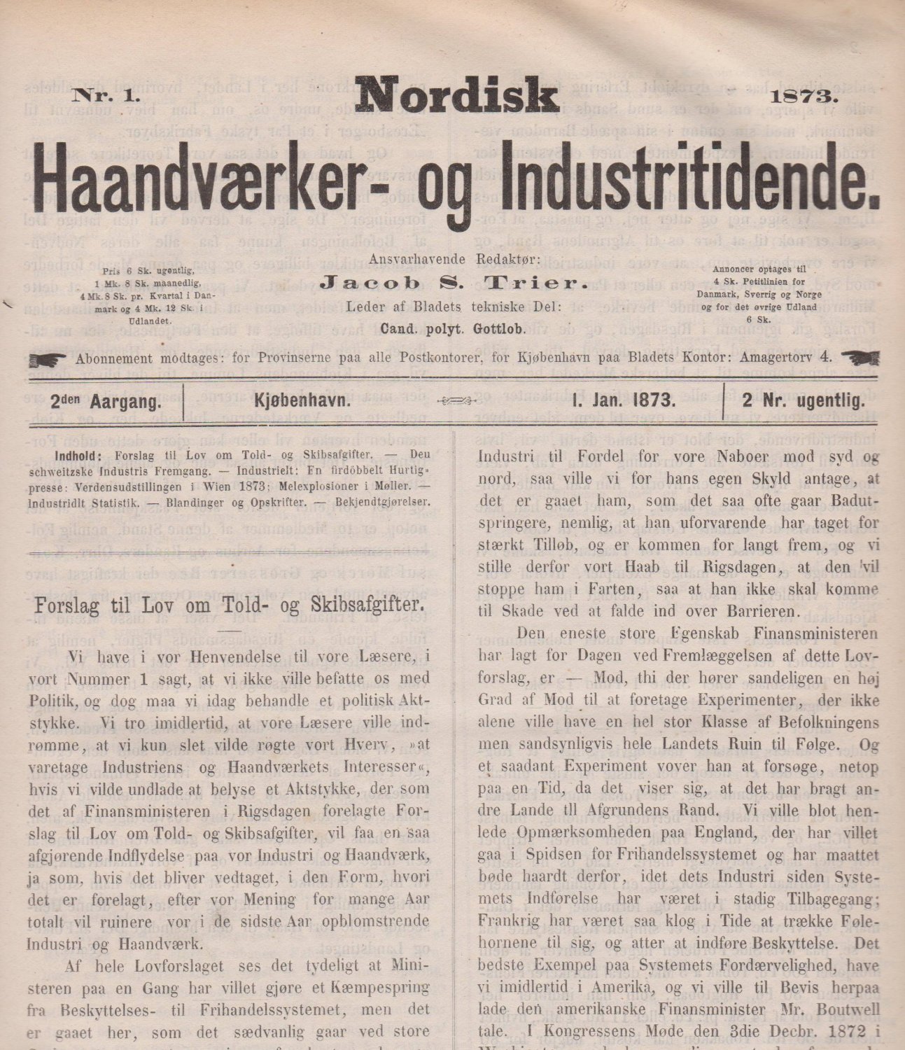 Nordisk Haandvaerker - og Industritidende. 18. Dec. 1872 - 22. …