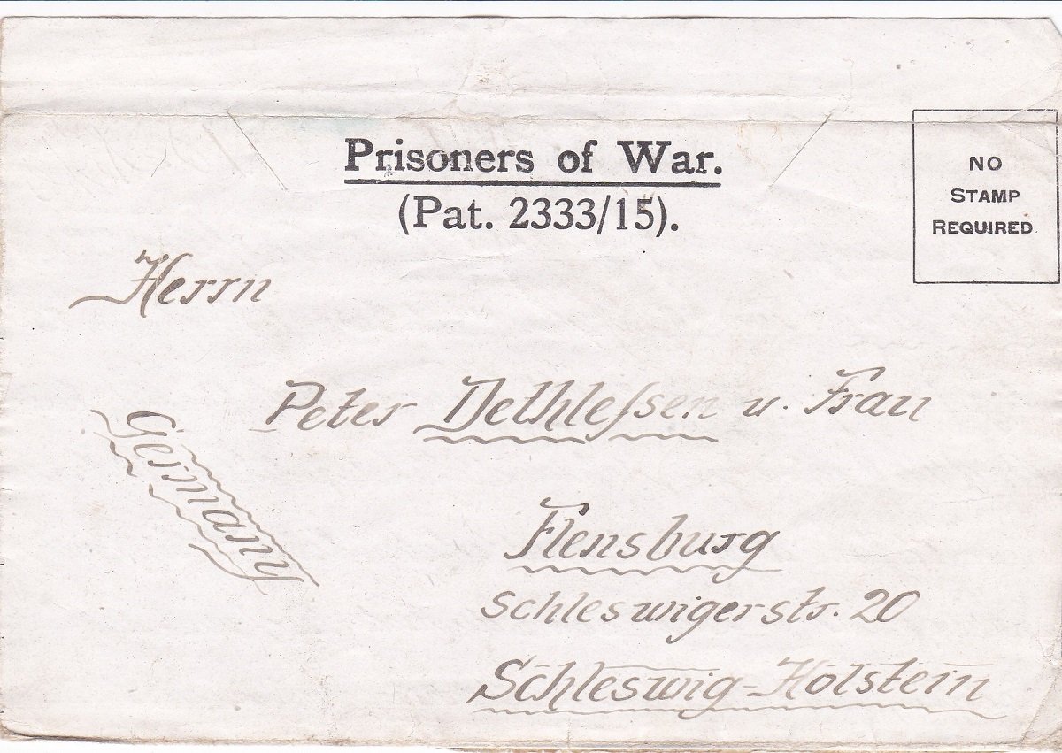 (Original-Kriegsgefangenenbrief vom 3. November 1918. Brocton Camp, Stafford).