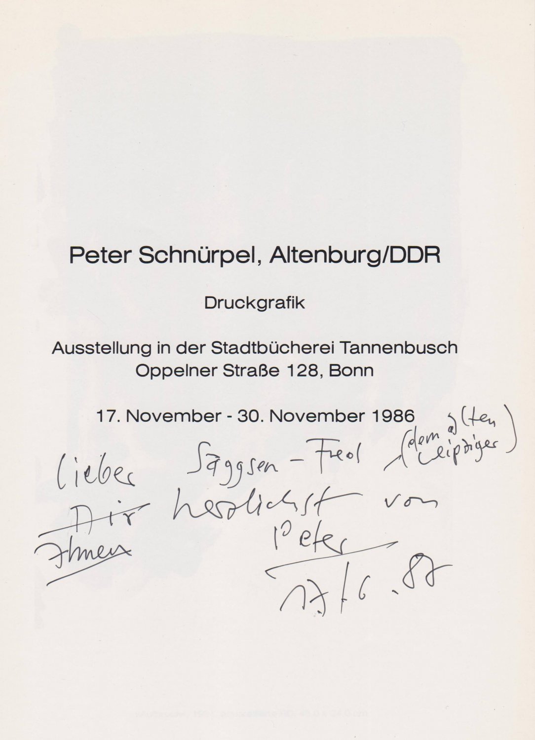 Peter Schnürpel. (Widmung!).