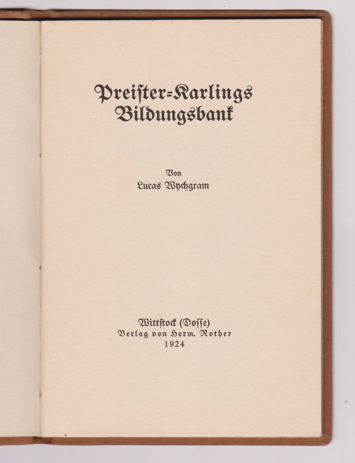 Preister-Karlings Bildungsbank. (Dichtung).
