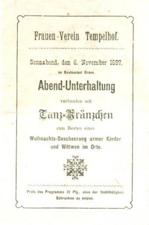 (Programmheft) Sonnabend, den 6. November 1897, im Restaurant Greve, Abend-Unterhaltung …