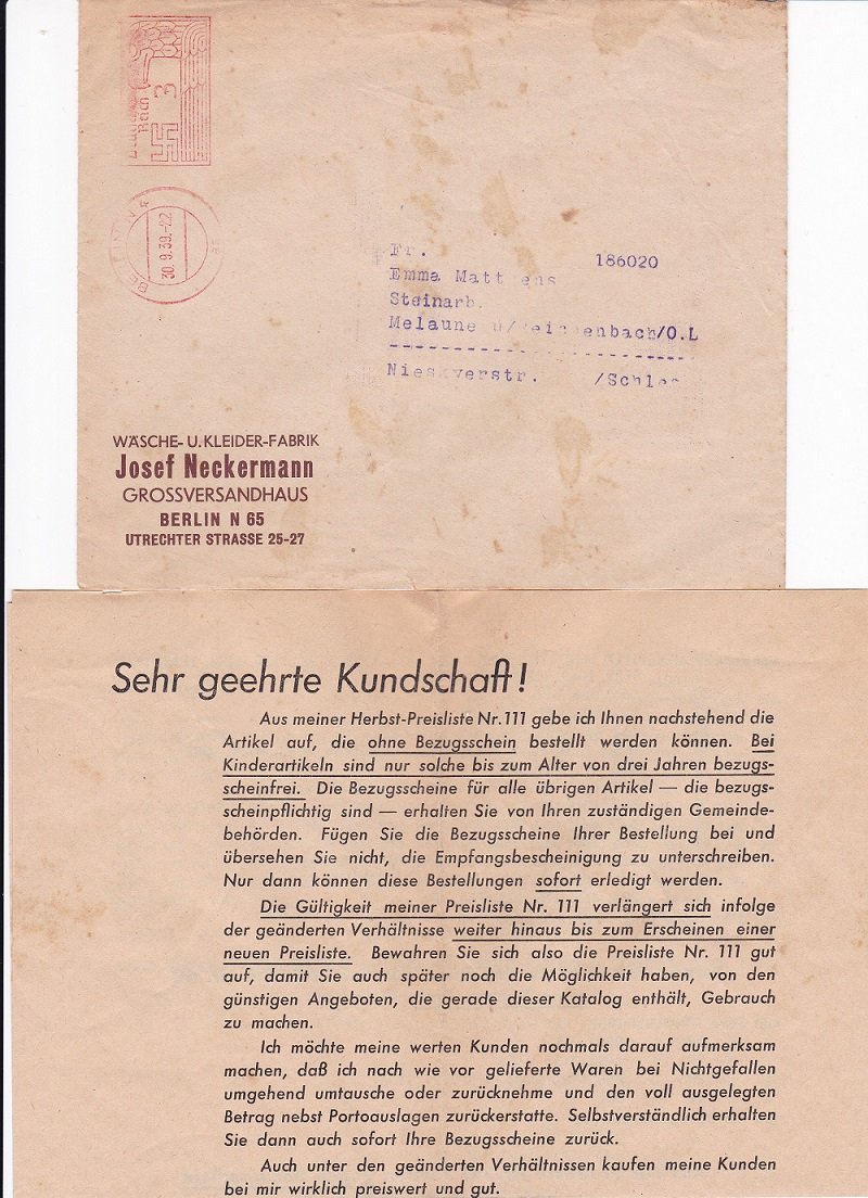 Schreiben zur Herbst-Preisliste 111 angesichts der neu eingetretenen Kriegssituation vom …