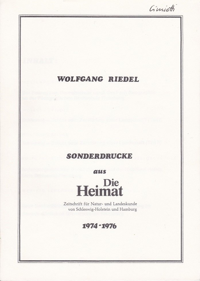 Sonderdrucke aus "Die Heimat".