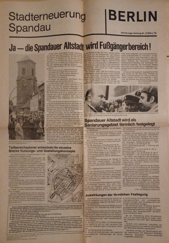 Stadterneuerung Spandau. Sanierungs-Zeitung Nr. 2, März 1978.