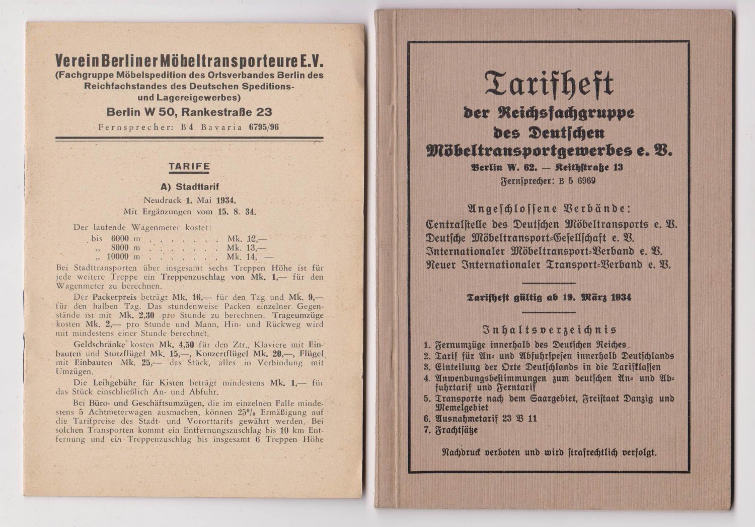 Tarifheft der Reichsfachgruppe des Deutschen Möbeltransportgewerbes e.V.