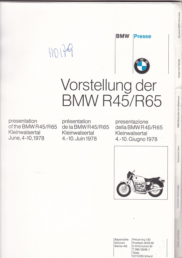 Vorstellung der BMW R45 / R65.