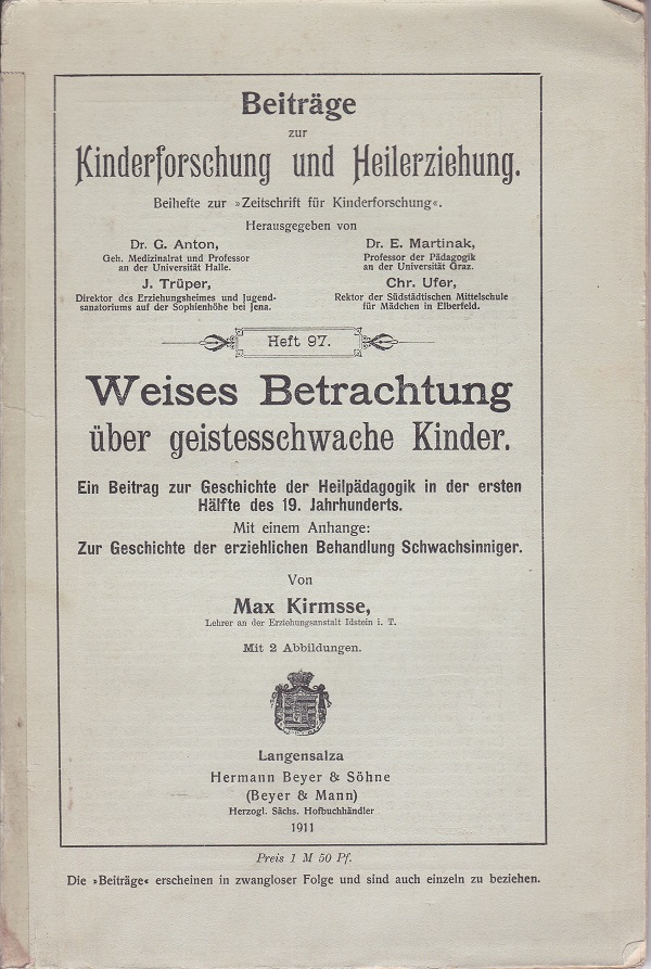 Weises Betrachtung über geistesschwache Kinder.