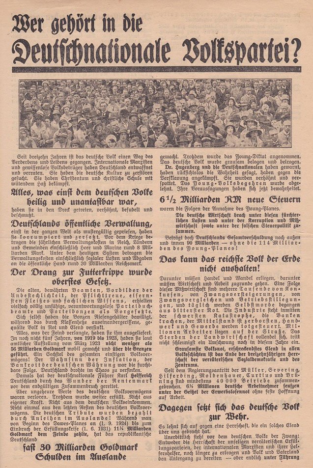 Wer gehört in die Deutschnationale Volkspartei!