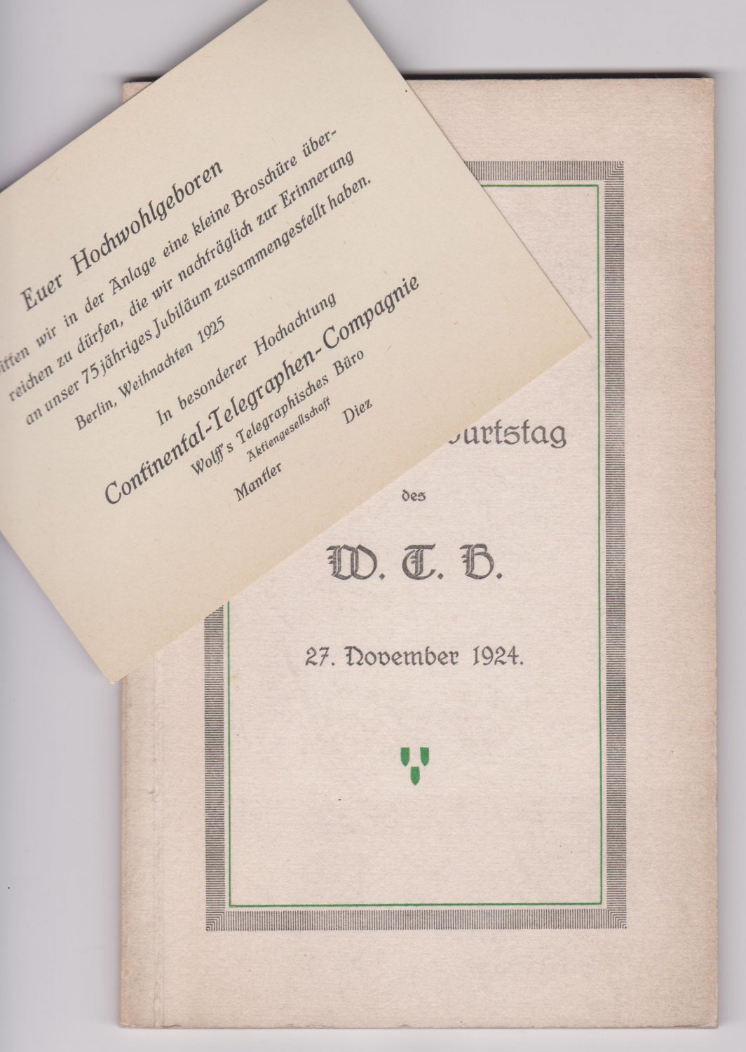 WTB. Vom 75. Geburtstag des W. T. B. 27. November …