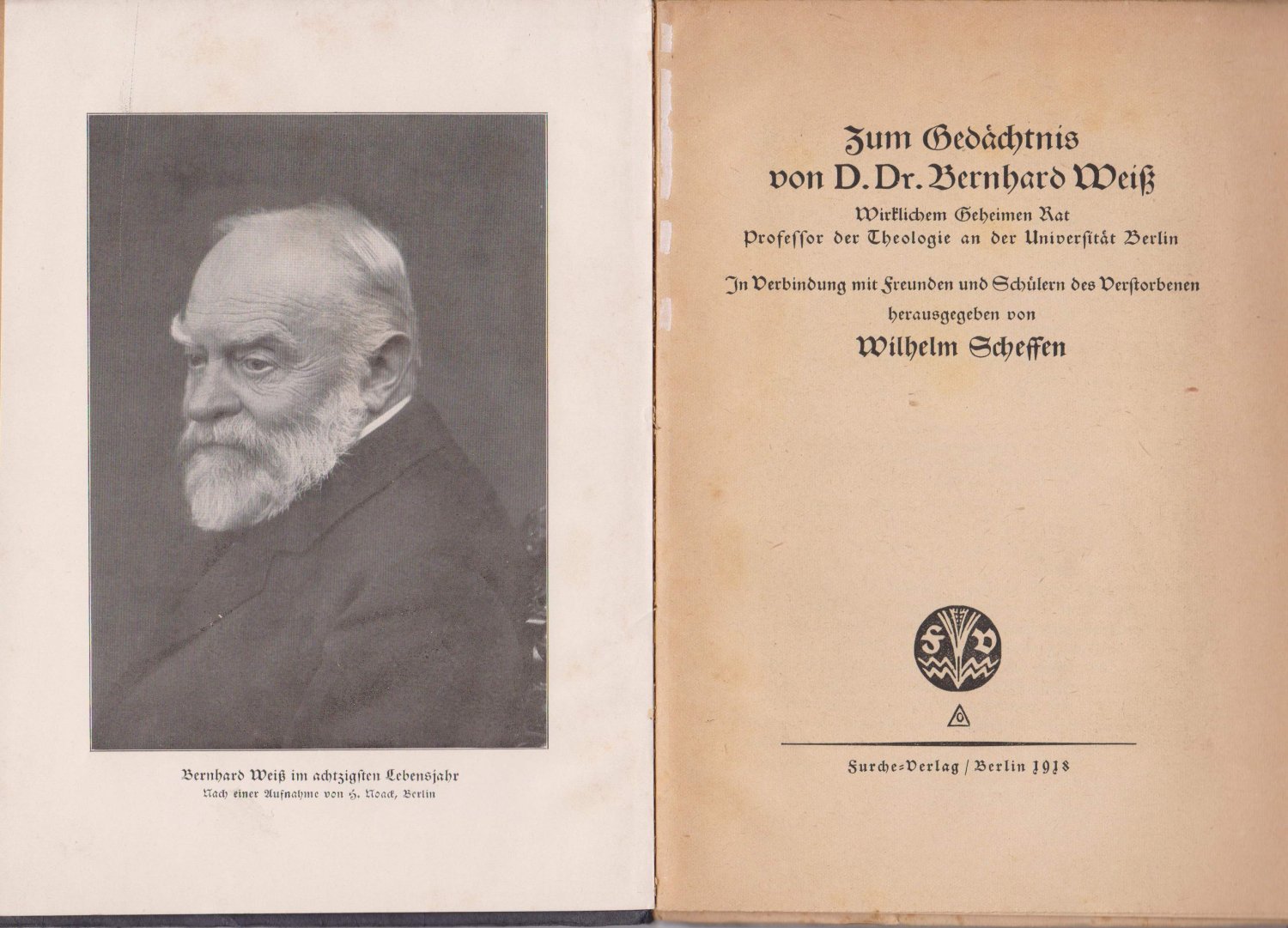 Zum Gedächtnis von D. Dr. Bernhard Weiß.