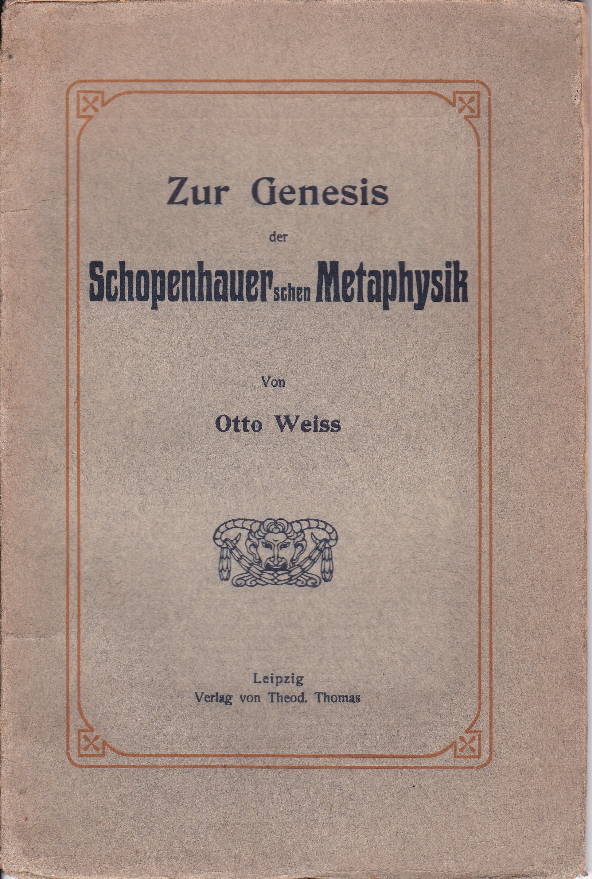 Zur Genesis der Schopenhauerschen Metaphysik.