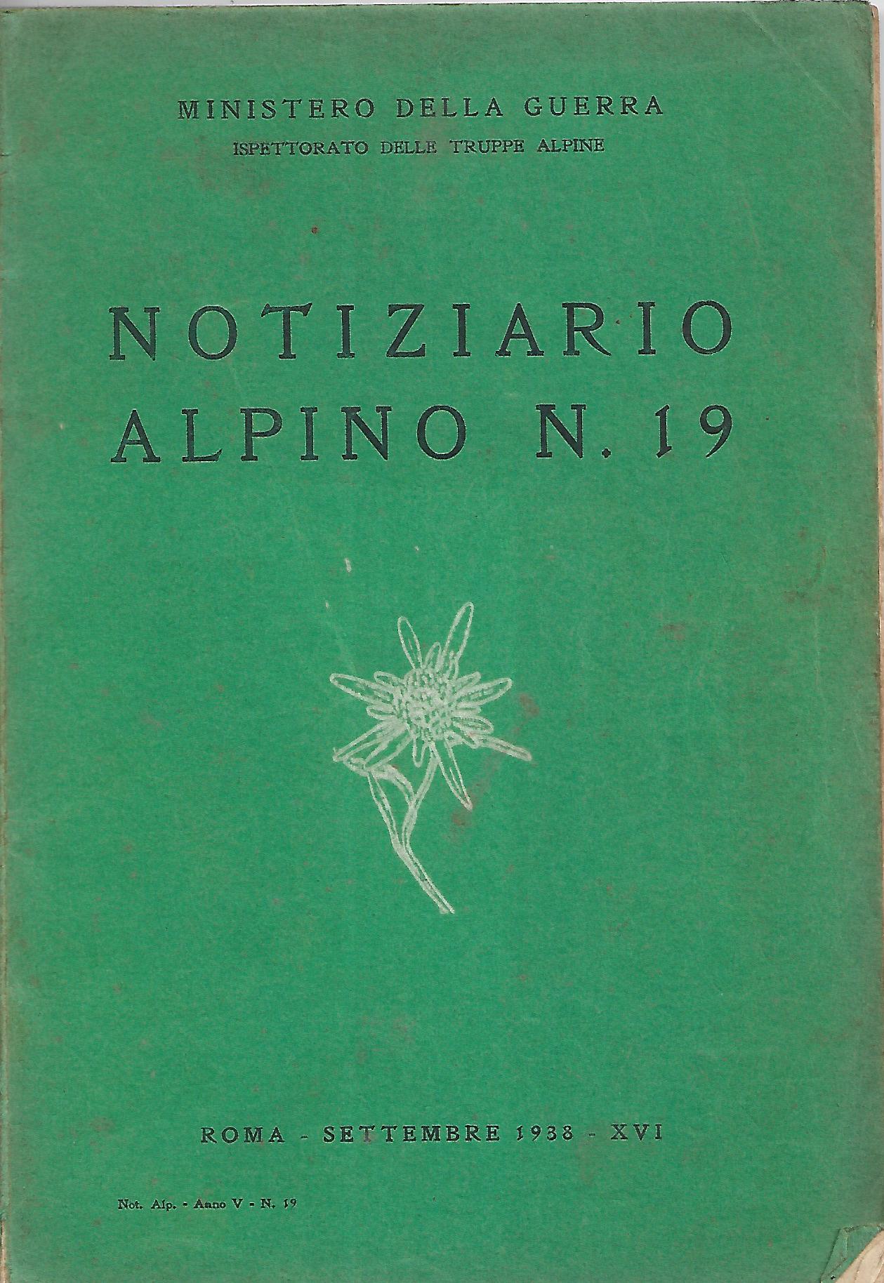 NOTIZIARIO ALPINO N. 19 - SETTEMBRE 1938