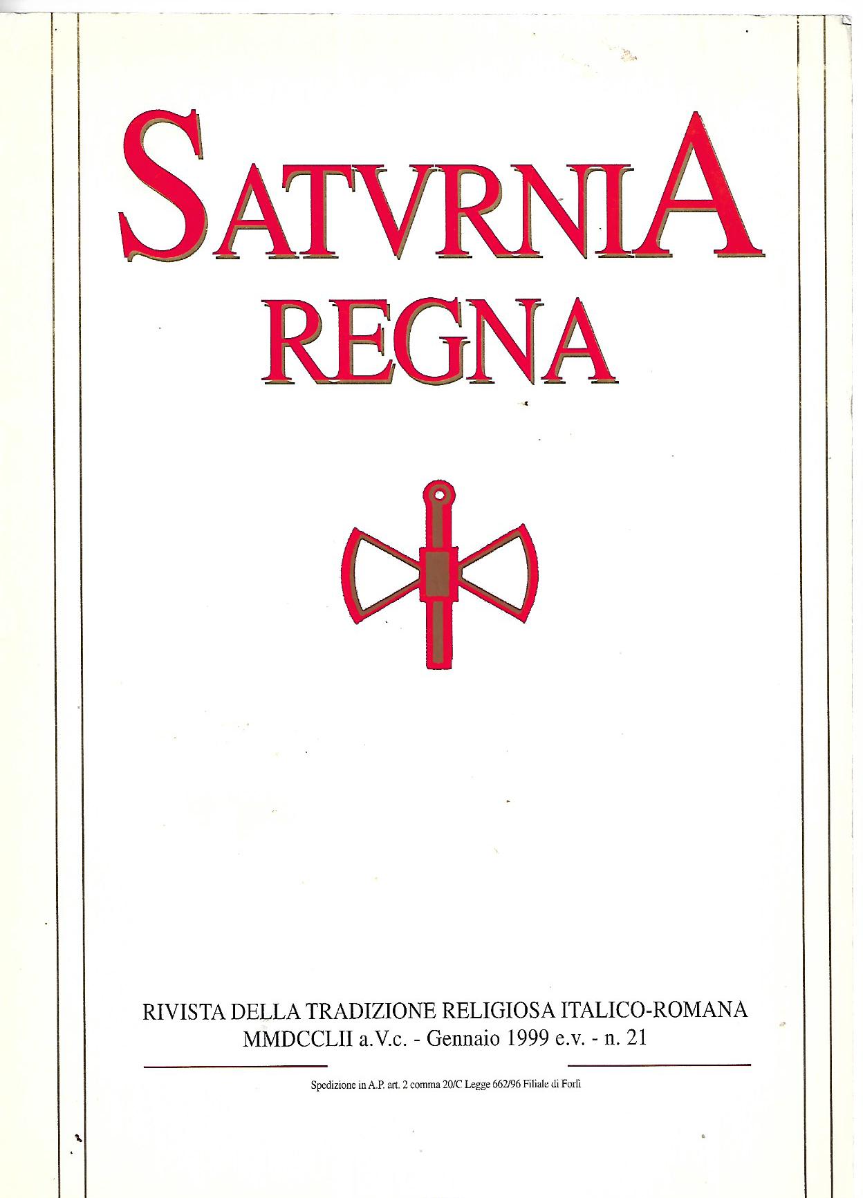 SATURNIA REGNA - N. 21 - gennaio 1999