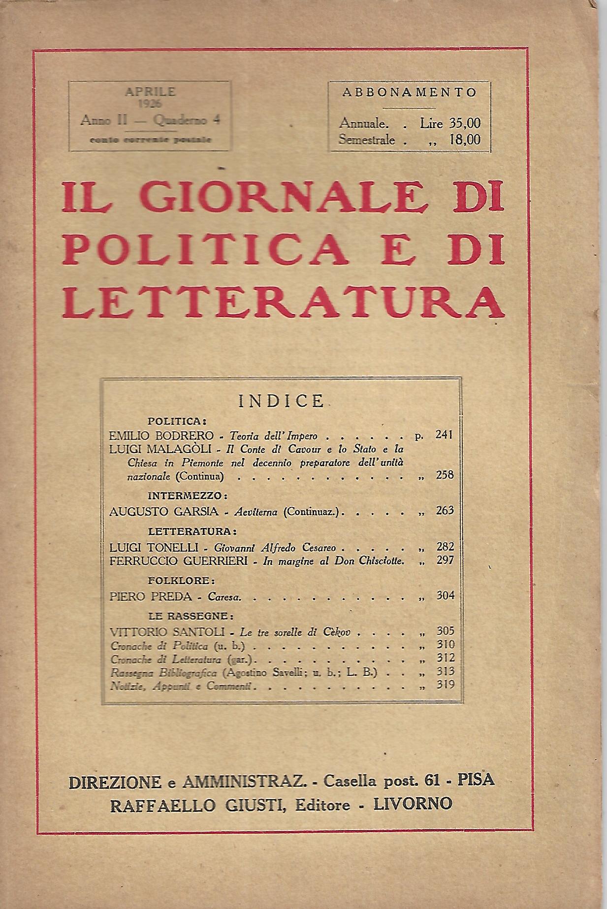 Il giornale di politica e di letteratura - anno II …