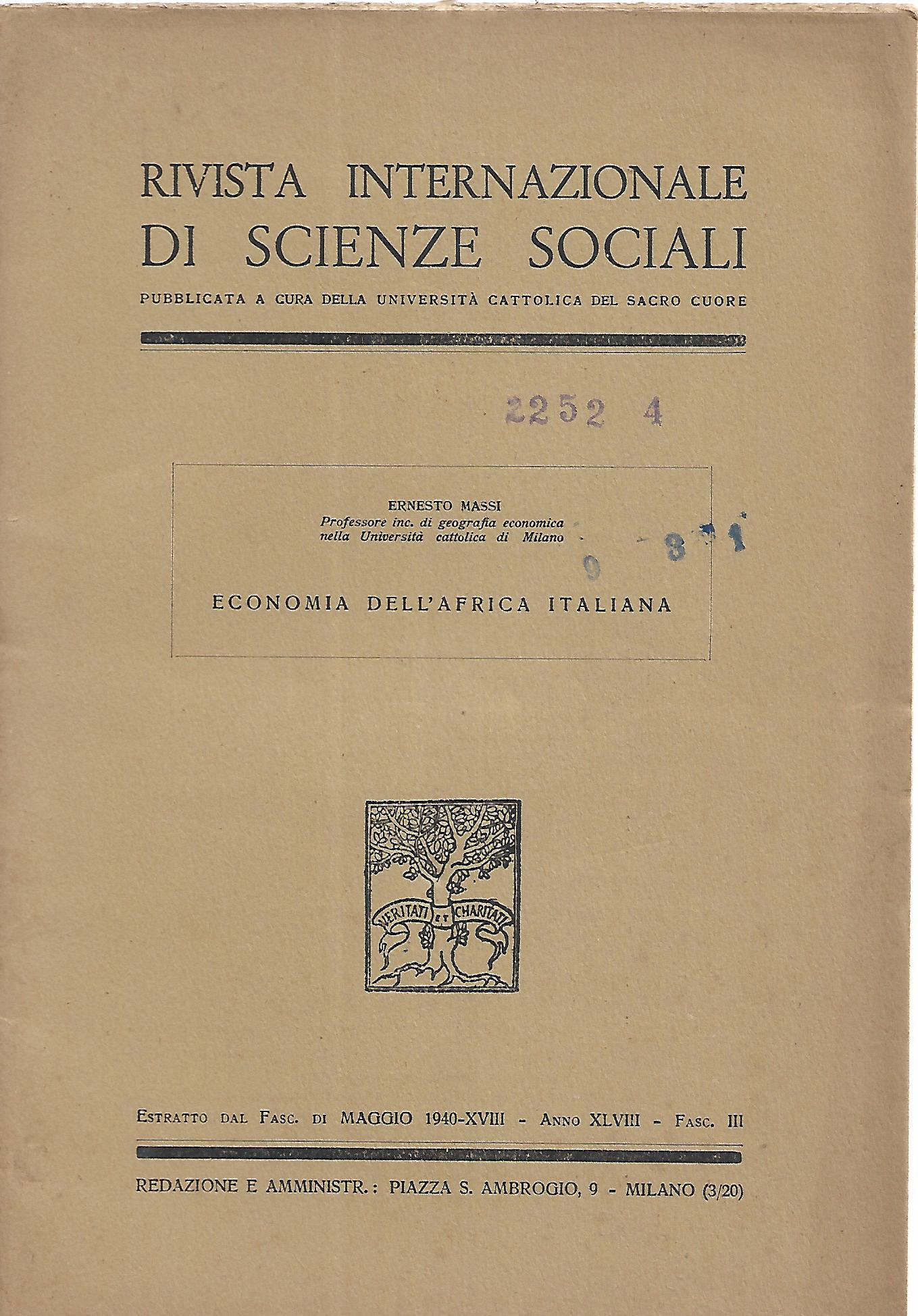 Economia dell'Africa Italiana - Ernesto Massi