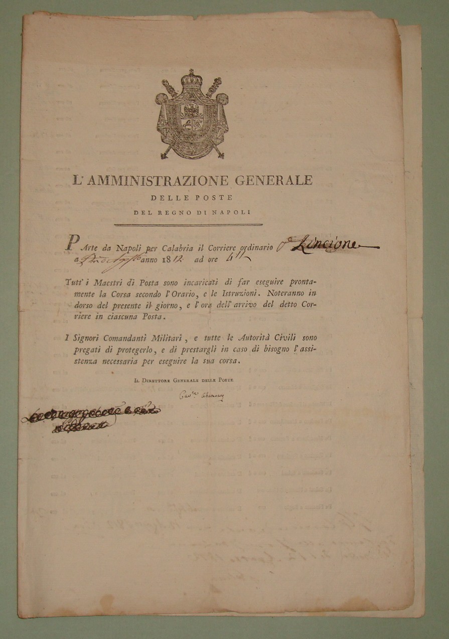 Amministrazione Generale delle Poste del Regno di Napoli.