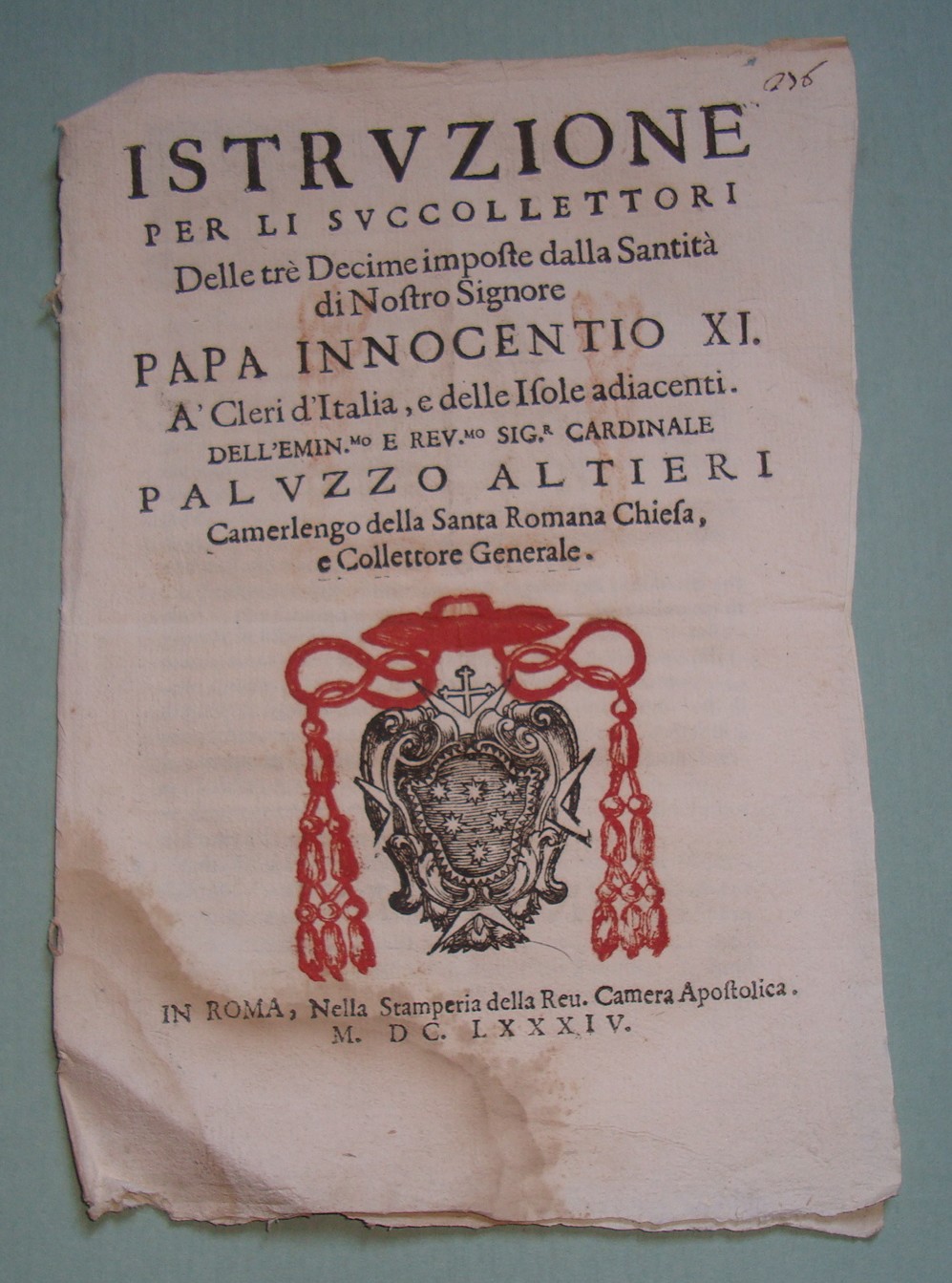 Istruzione per li succollettori delle tre decime imposte dalla Santità …