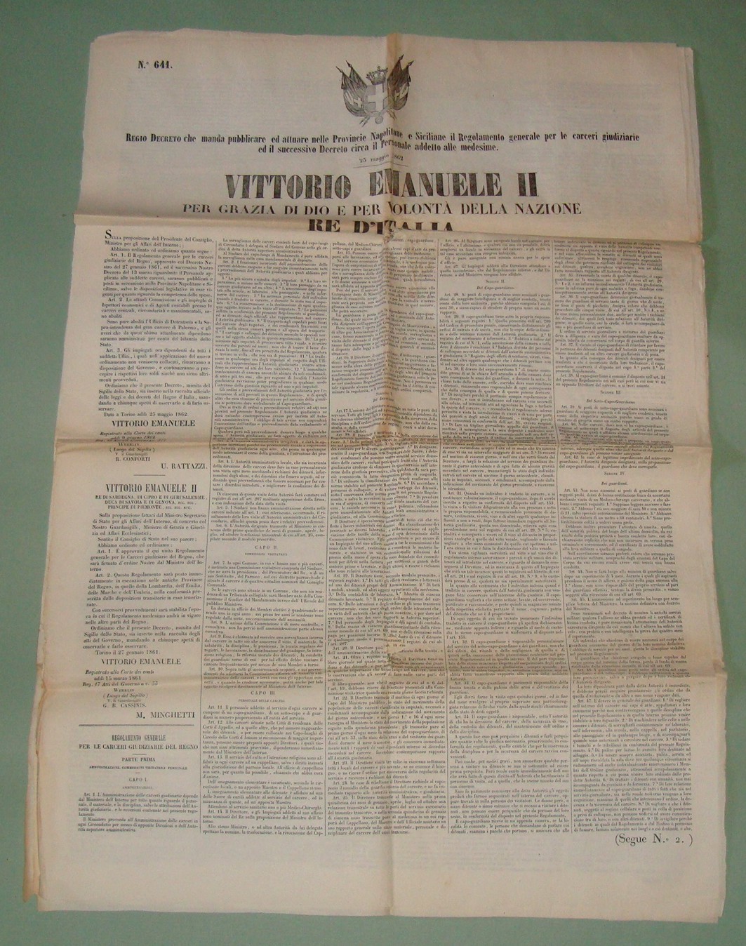 Regio Decreto 25 Maggio 1862: carceri giudiziarie