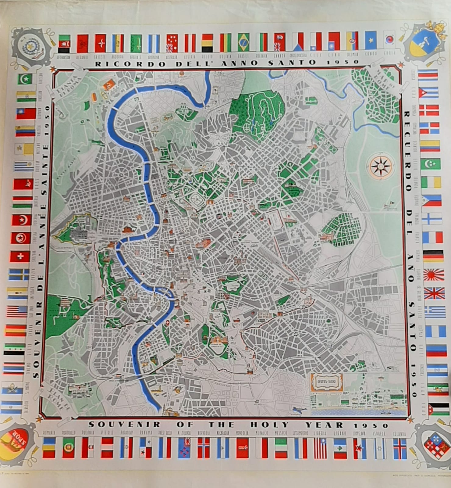 Pianta di Roma ricordo ANNO SANTO 1950