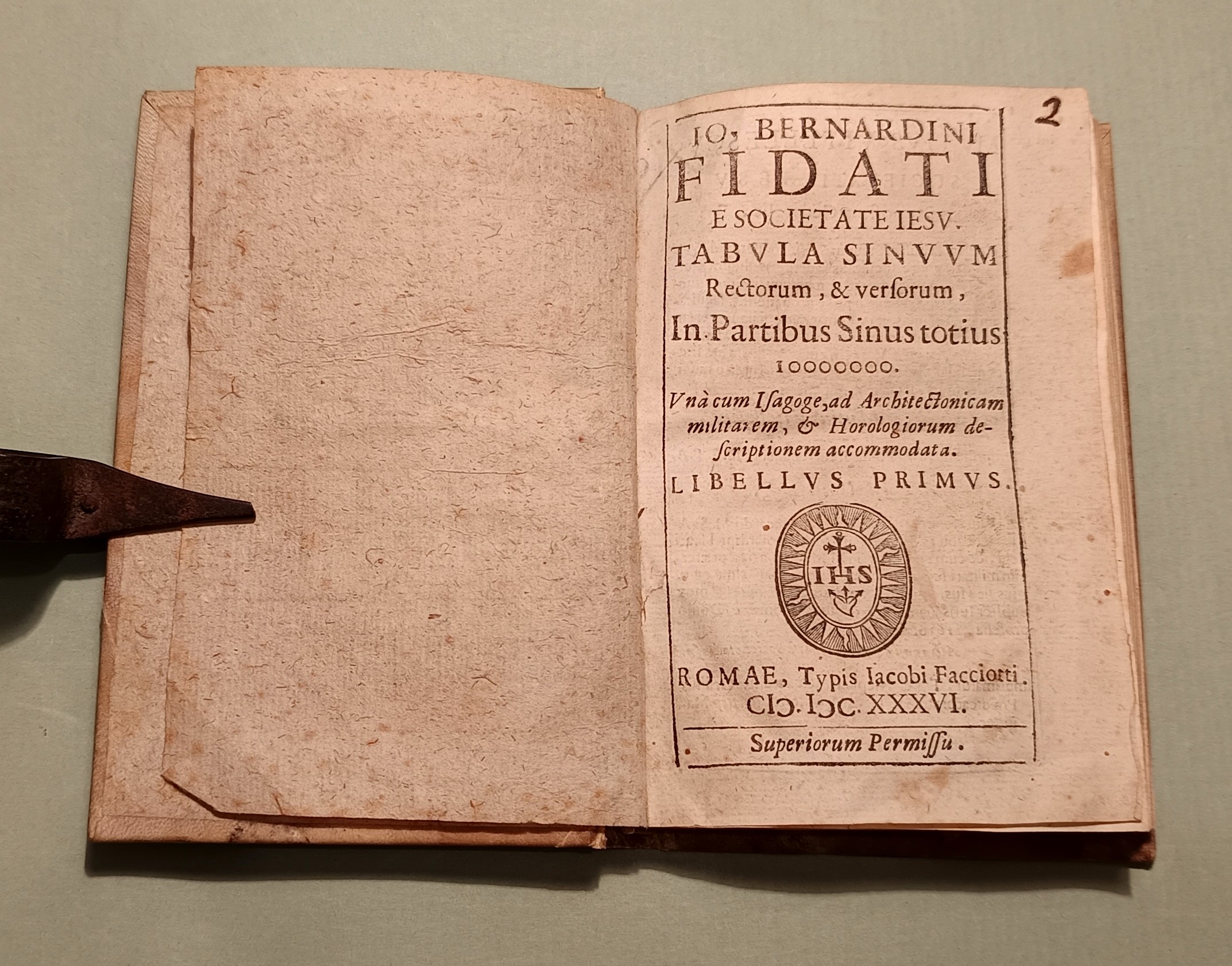 Io.Bernardini Fidati e Societate Iesu Tabula sinuum rectorum & versorum …