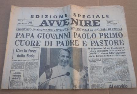 AVVENIRE - EDIZIONE SPECIALE DEL 28 AGOSTO 1978 - PAPA …