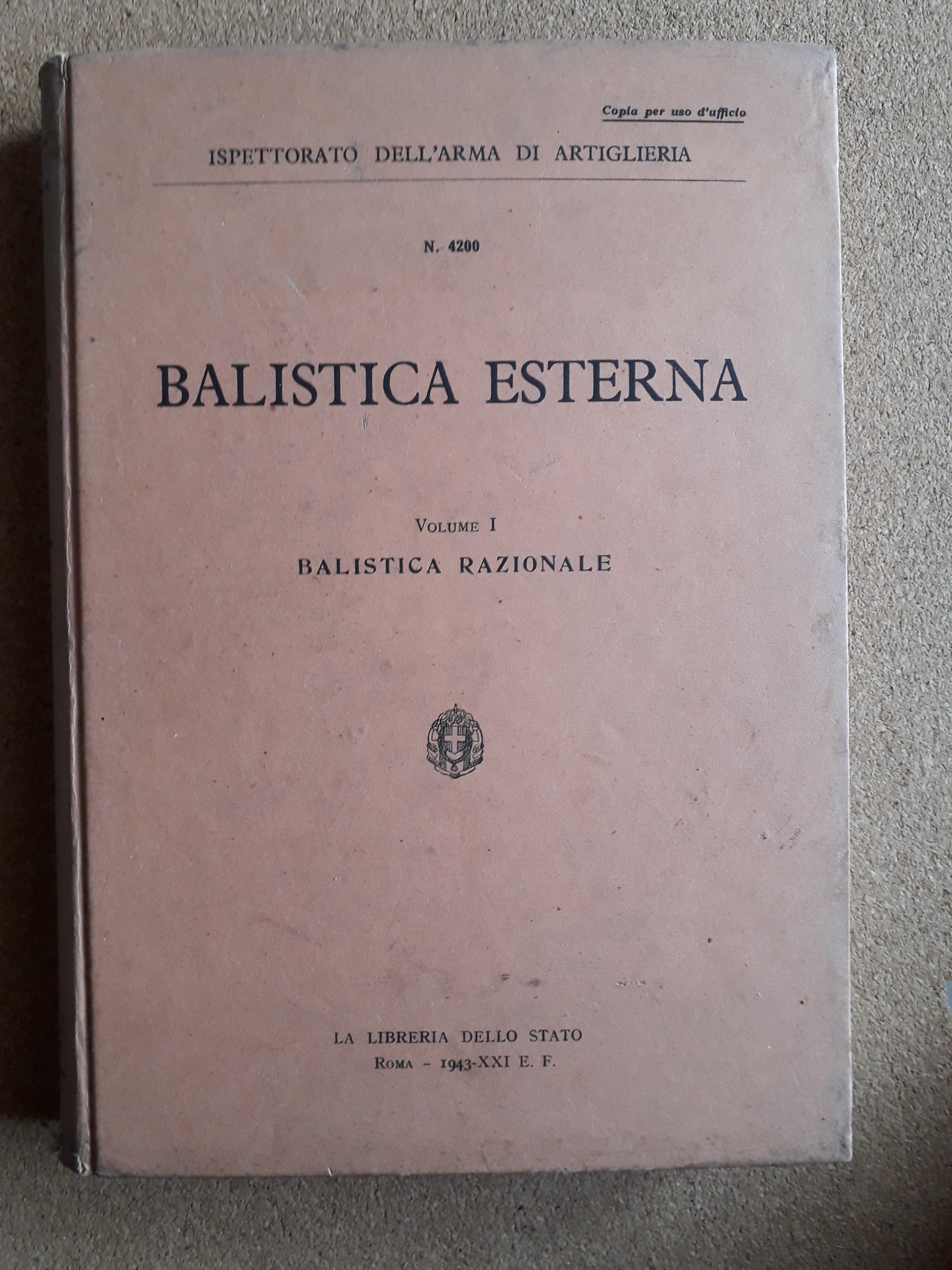 Balistica esterna Vol. I - Balistica razionale